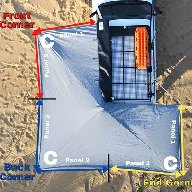 Destination4WD 4WD awnings Corner Walls measurements
