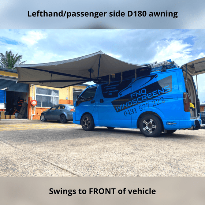 Destination4WD D180 awning swings to front