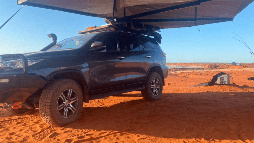 Destination4WD 270 awning freestanding Cairns Toyota Fortuner 180 degree awning freestanding