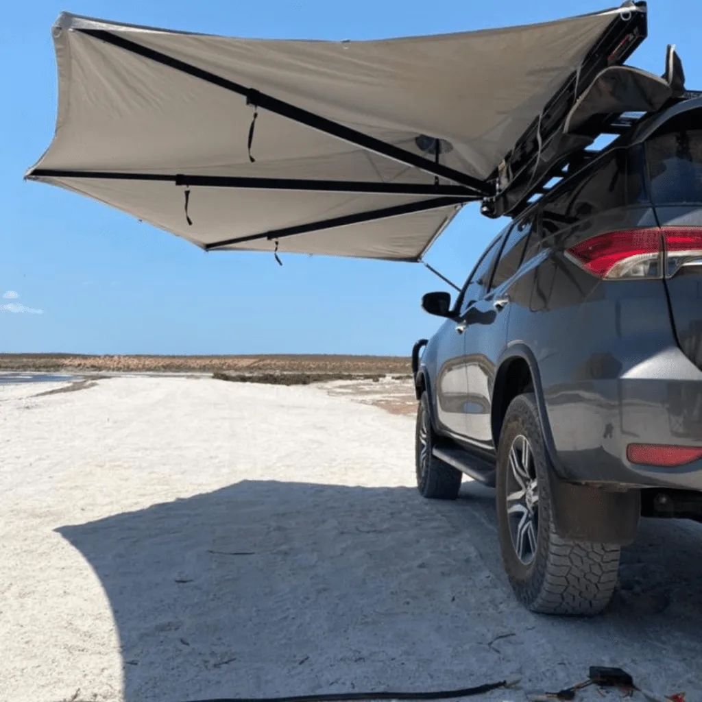 Destination4WD 270 awning freestanding Cairns Toyota Fortuner beach