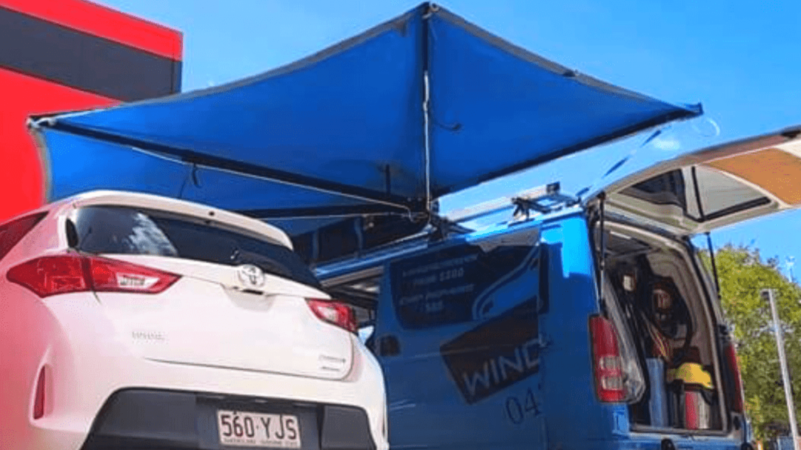 4WD awning for tradesmen Destination4WD Australian made 4x4 free standing awnings and shower awnings