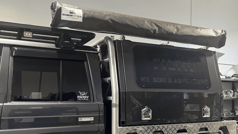 4WD awning for tradesmen Destination4WD Australian made 4x4 free standing awnings and shower awnings