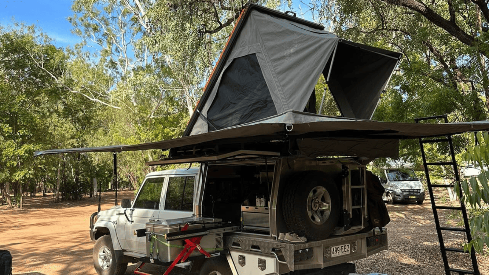 camping hacks Destination4WD Australian made 4x4 free standing awnings and shower awnings