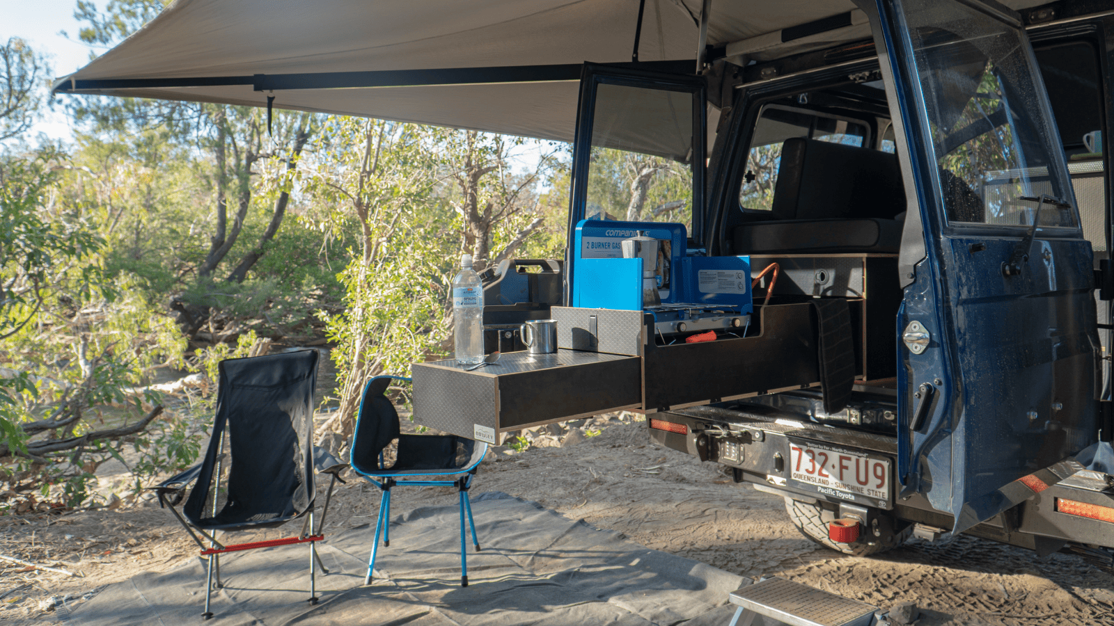 camping hacks Destination4WD Australian made 4x4 free standing awnings and shower awnings