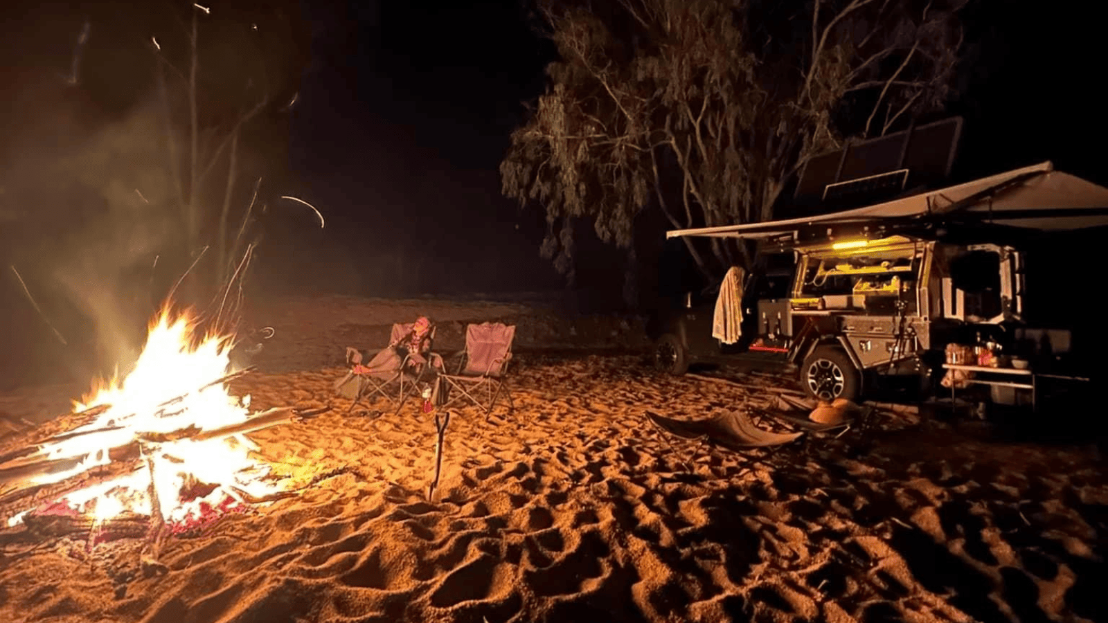 Winter camping Destination4WD Australian made 4x4 free standing awnings and shower awnings