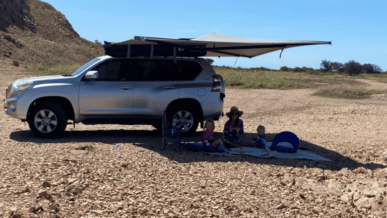 Family camping Destination4WD Australian made 4x4 free standing awnings and shower awnings