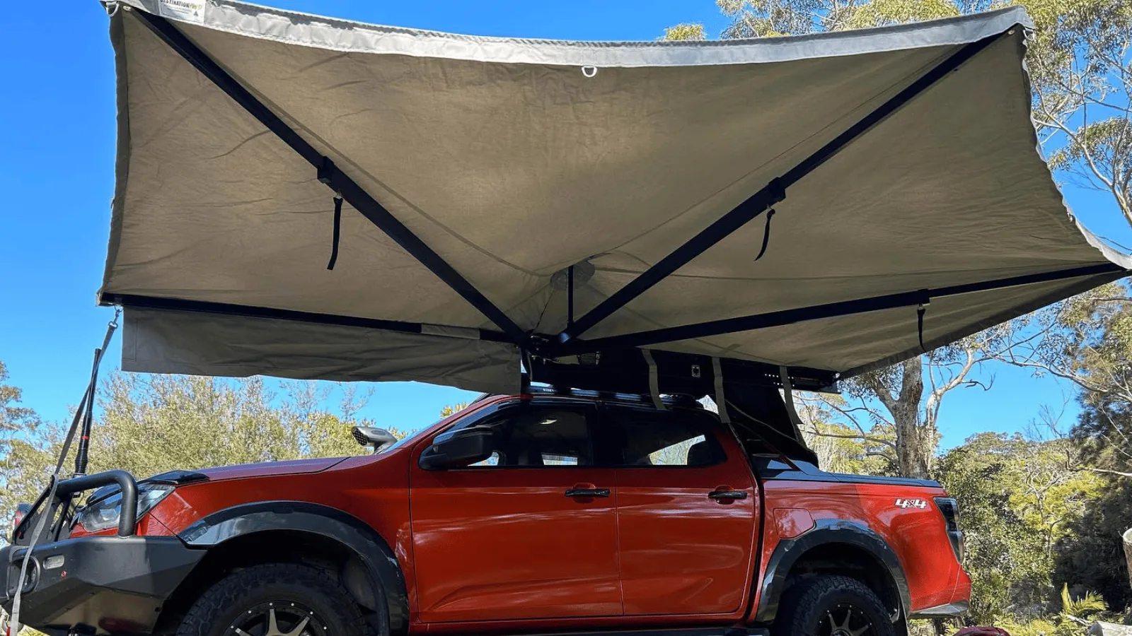 Summer camping tips Destination4WD Australian made 4x4 free standing awnings and shower awnings