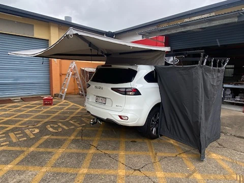 Isuzu MUX Destination4WD D270 free standing awning and shower tent awning the Bathroom Tent