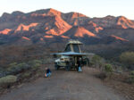 Overland Travellers in the Flinders Ranges at camp with their Destination4WD D270 Awning